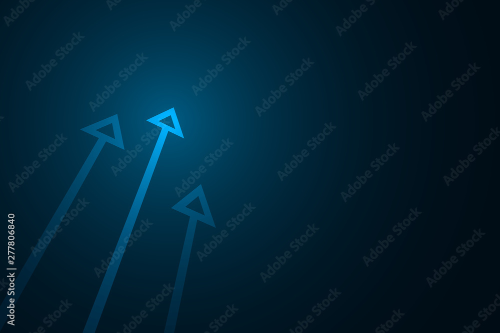 Up arrows perspective on dark blue background illustration, copy space composition, business growth concept. Up arrows perspective on dark blue background illustration, copy space composition, business growth concept.