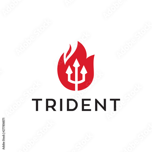 fire red devil trident vector logo design