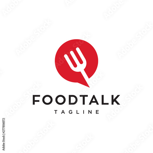 food fork talk bubble icon concept vector logo design