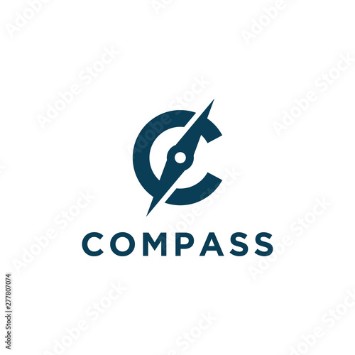 C letter for compass icon symbol vector logo design