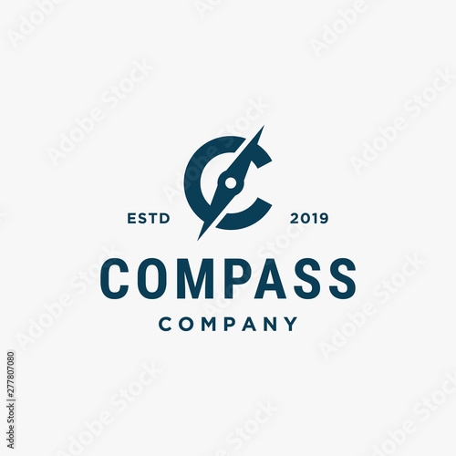 C letter for compass icon symbol vector logo design