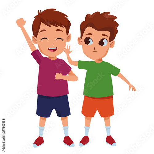 Kids friends playing and smiling cartoons © Jemastock