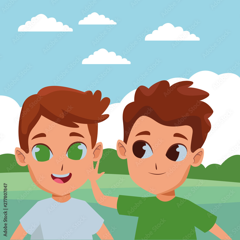 Cute kids playing in the park cartoon Cute kids playing in the park cartoon