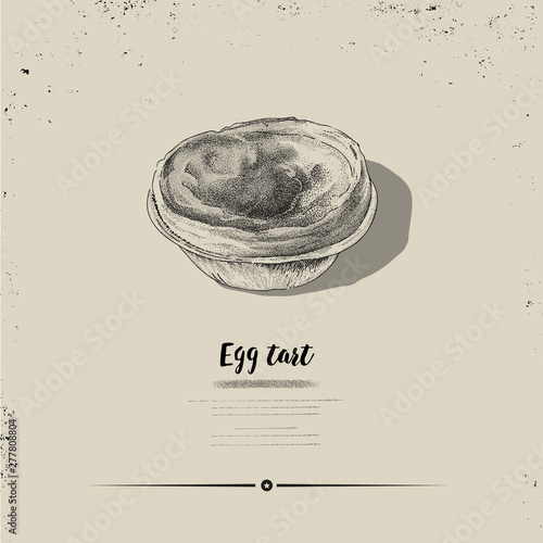 Vector egg tart illustration sketch with hand drawn style.