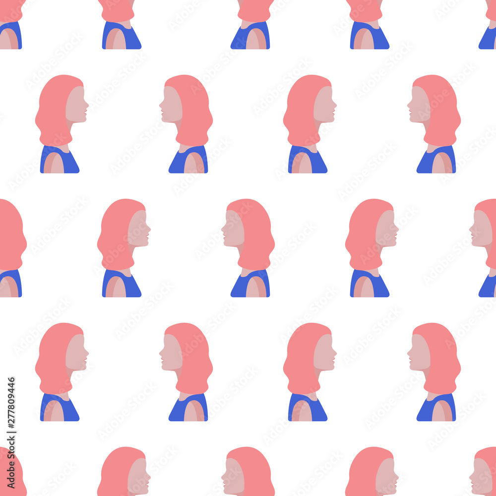 Fototapeta premium Seamless pattern with women faces
