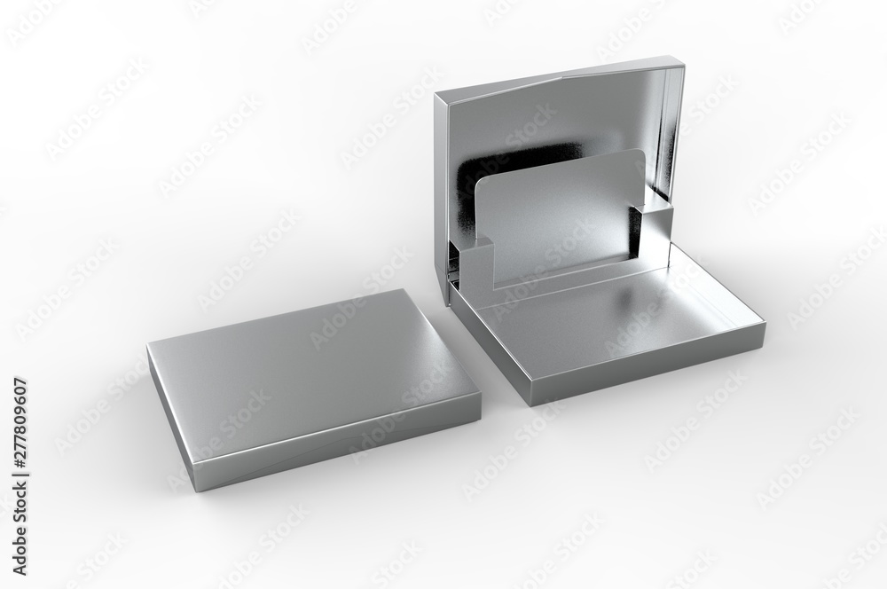 White blank rectangular hard cardboard gift card holder box for branding presentation and mock up template, 3d illustration. White blank rectangular hard cardboard gift card holder box for branding presentation and mock up template, 3d illustration.
