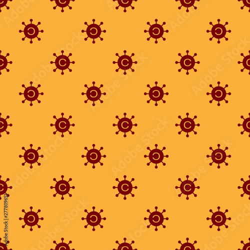 Red Copywriting network icon isolated seamless pattern on brown background. Content networking symbol. Copyright sign. Copywriting network sign. Flat design. Vector Illustration