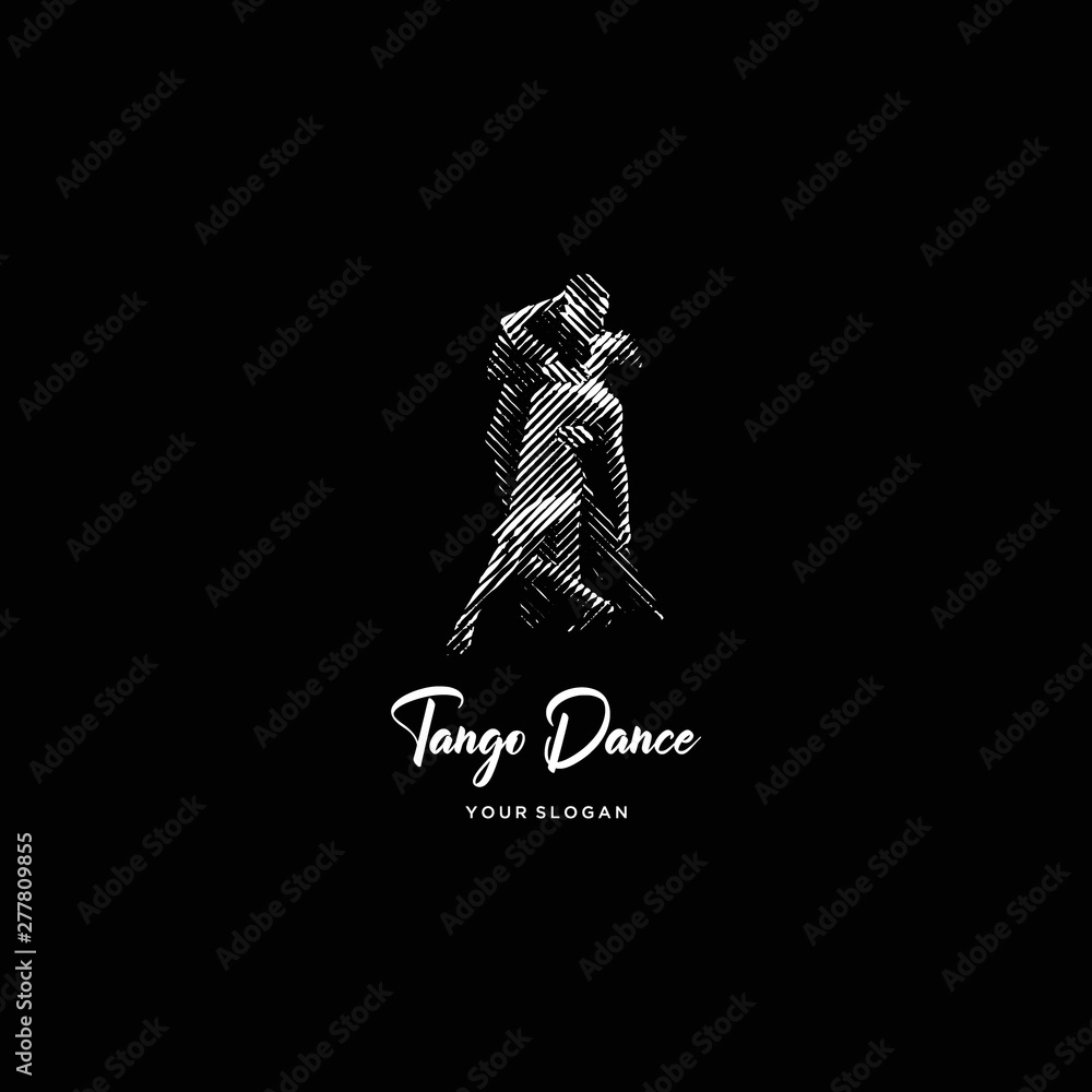 tango dance with abstract line logo - obrazy, fototapety, plakaty 