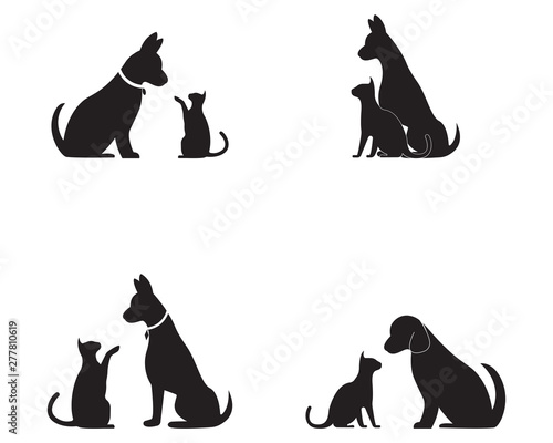 Cat and Dog vector silhouettes logo