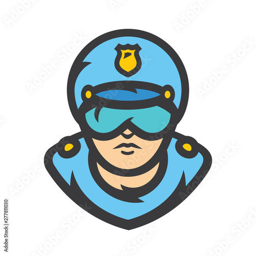 Road Policeman Vector Cartoon illustration.