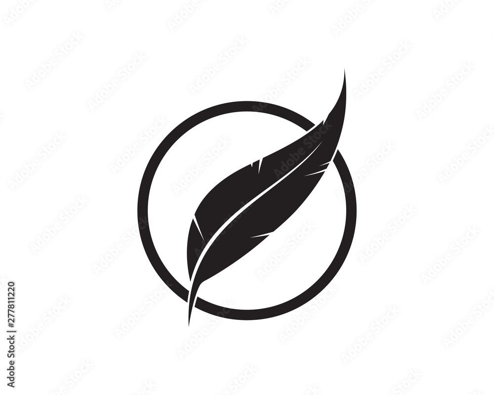 Feather pen write sign logo template Feather pen write sign logo template