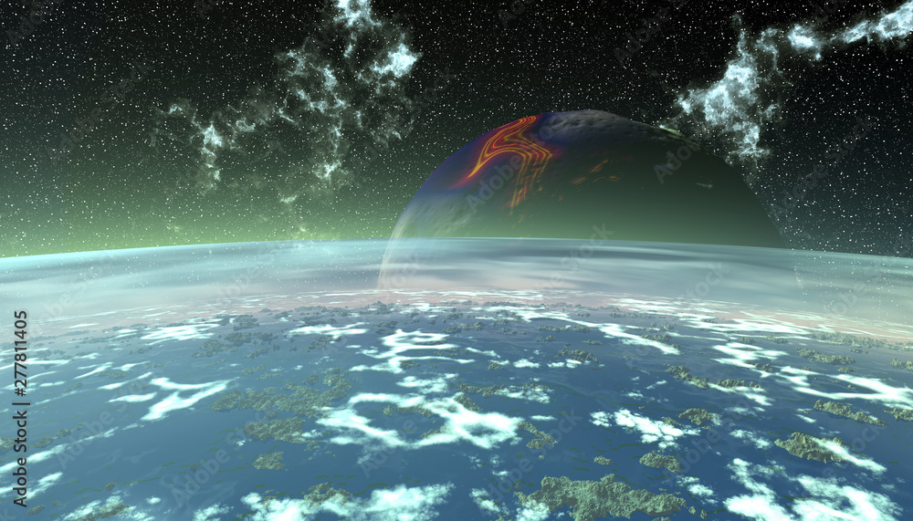 Fototapeta premium Someone else's planet. Space. 3D rendering