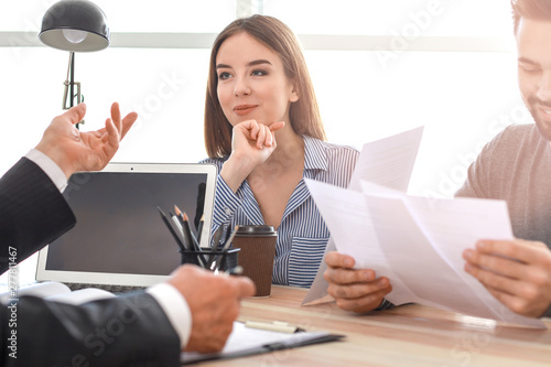 Couple meeting with notary ...