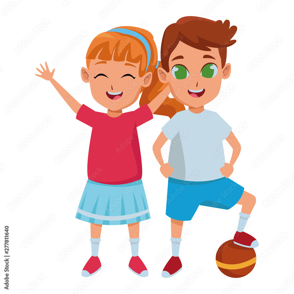 Kids friends playing and smiling cartoons Kids friends playing and smiling cartoons