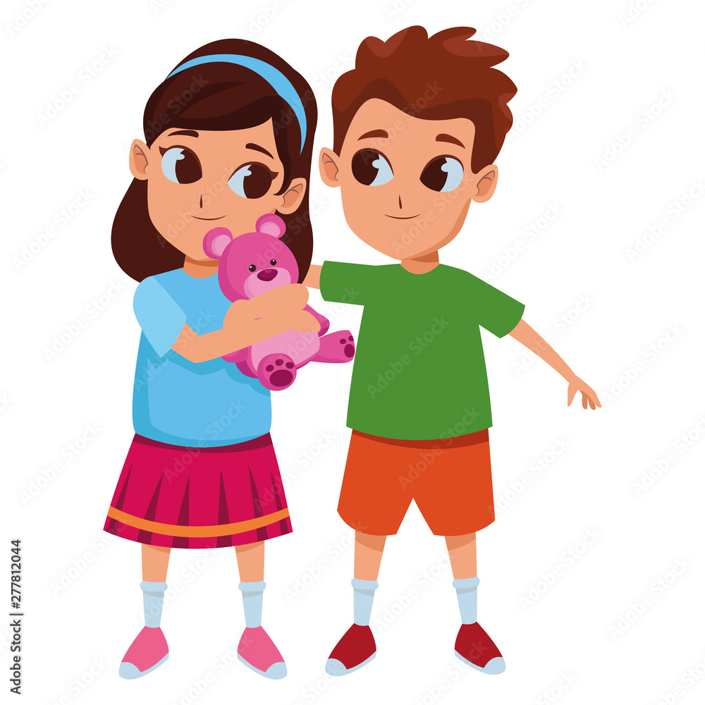 Kids friends playing and smiling cartoons Kids friends playing and smiling cartoons