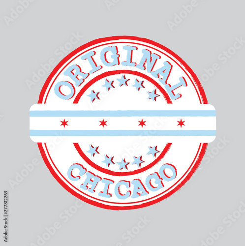 Vector Stamp for Original logo with text Chicago and Tying in the middle with city Flag.
