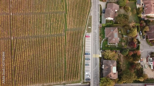  View of drone flying over rural area in Switzerland