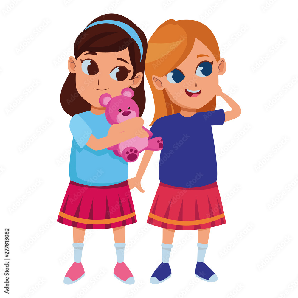Kids friends playing and smiling cartoons Kids friends playing and smiling cartoons