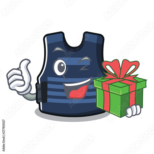 With gift bulletprof vest hanger on character wall