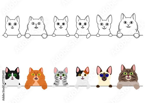 smiling cute cats border set