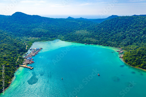 Fisherman valley between sea and forest and mountain at Koh Kood East of Thailand.