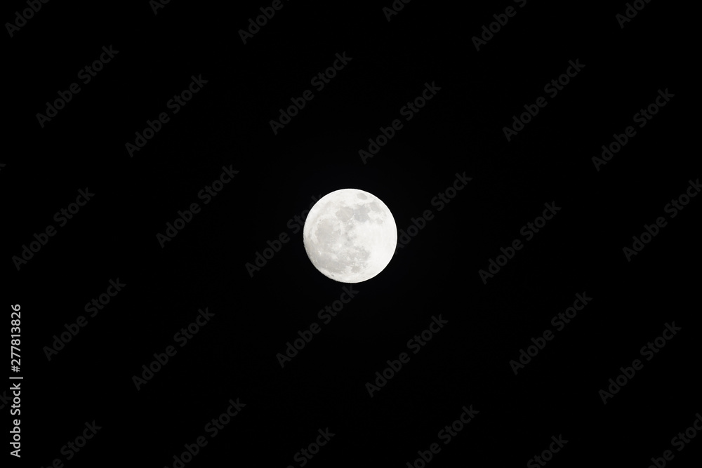 Close up only the full moon in the black sky. Close up only the full moon in the black sky.