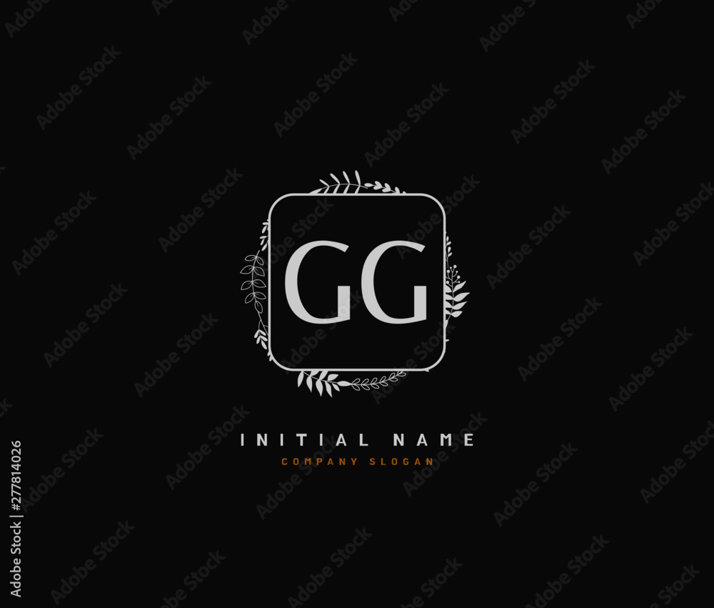 G GG Beauty vector initial logo, handwriting logo of initial signature, wedding, fashion, jewerly, boutique, floral and botanical with creative template for any company or business.