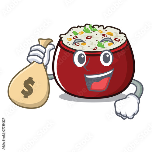 With money bag curd rice served in mascot bowl
