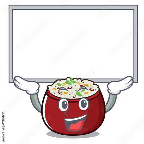 Up board curd rice served in mascot bowl