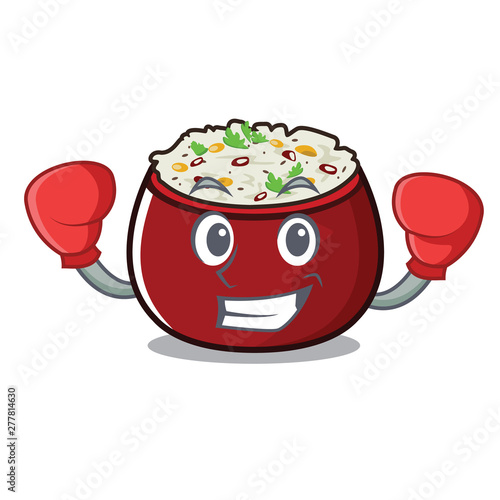 Boxing curd rice served in mascot bowl