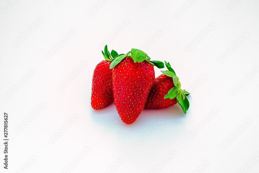fresh strawberries isolated on white background