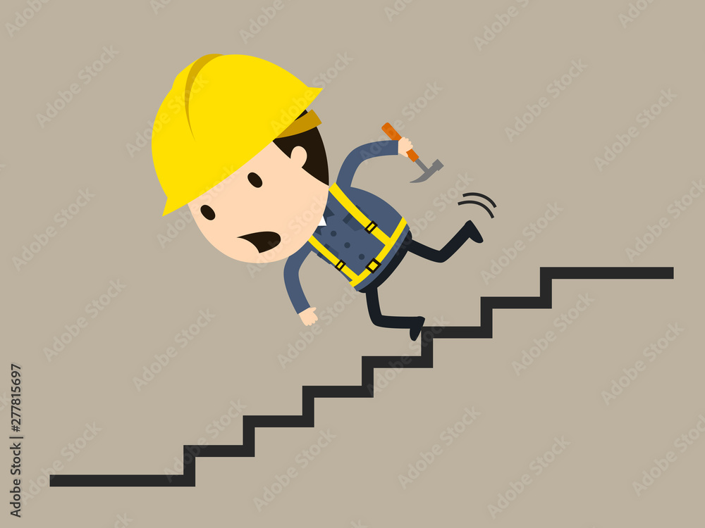 Falling down the stairs, Vector illustration, Safety and accident