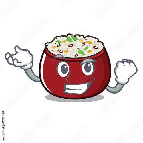Successful curd rice above wooden cartoon table