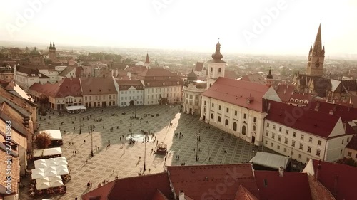 Aerial view of Baia Mare city, Romania. View from the city tower