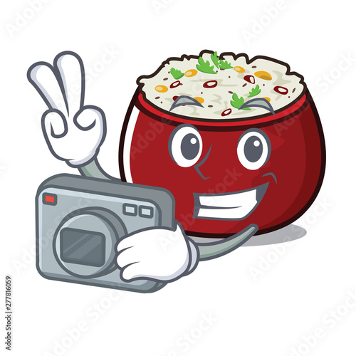 Photographer curd rice isolated with the cartoon
