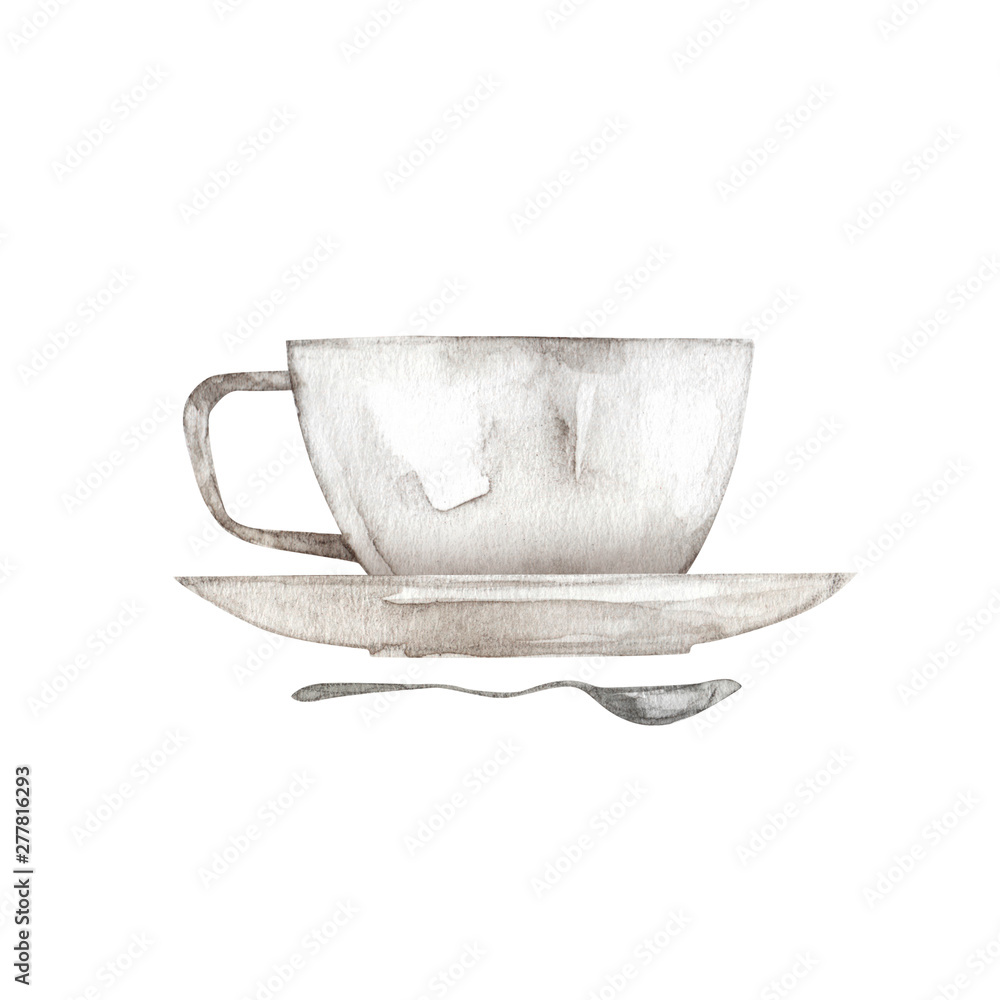 コーヒーや紅茶のカップ 水彩 イラスト Stock Illustration Adobe Stock