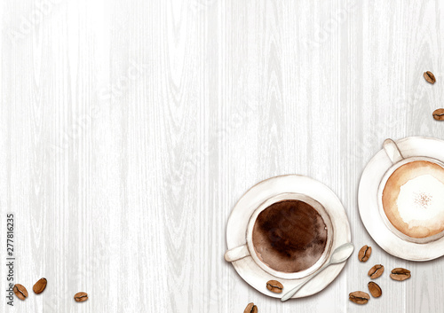 カフェでコーヒーとカフェラテ 背景 水彩 イラスト Stock イラスト Adobe Stock カフェでコーヒーとカフェラテ 背景 水彩 イラスト Stock イラスト Adobe Stock