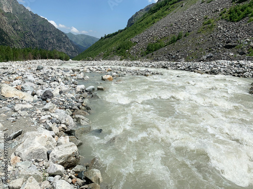 Russia, North Ossetia. Tseyskoe (Tsey) gorge, river Tseydon in summer  photo