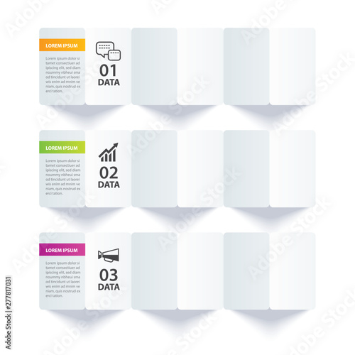 Infographics paper index with 3 data template. Vector illustration abstract background. Can be used for workflow layout, business step, banner, web design.
