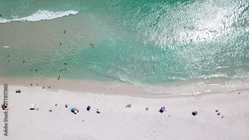 tropical beach, ocean, people, boats, rio de janeiro, drone view, blue ocean, aerial, south, brazilian, top, crystal, sand, sea, water, brazil, diving, mountain, cabo, natural, clear, america, atalaia photo