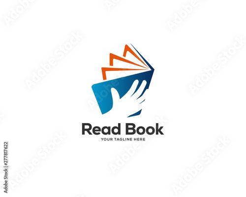 creative book concept logo design template, hand keep book logo design