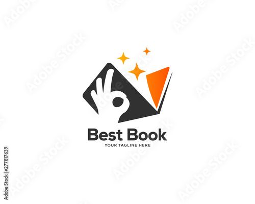 creative book concept logo design template, hand keep book logo design