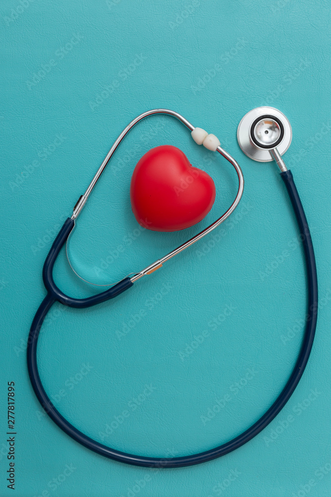 stethoscope and red heart Heart Check.Concept healthcare. stethoscope and red heart Heart Check.Concept healthcare.