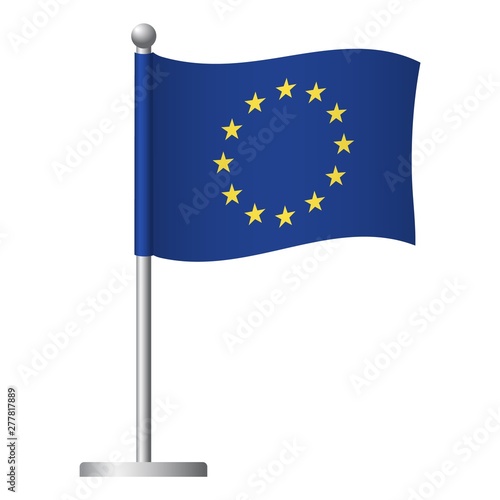 Europe EU flag on pole icon