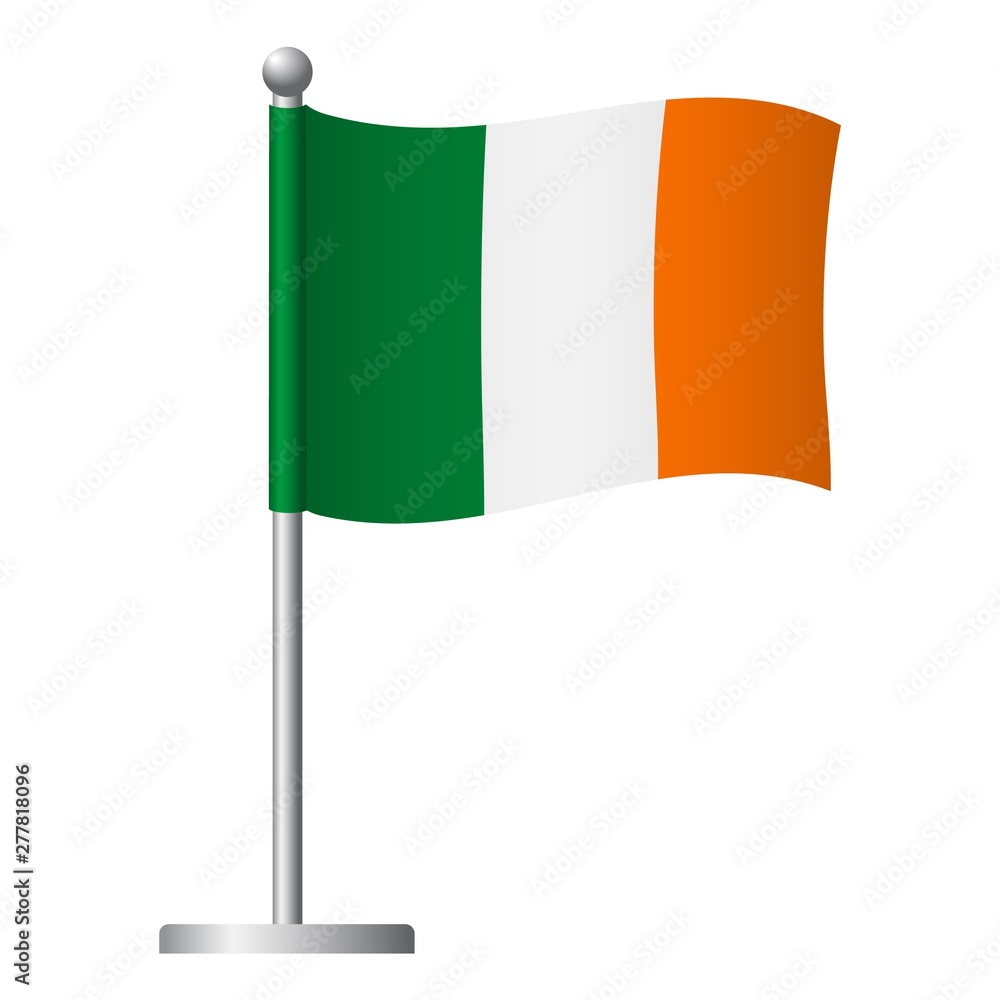 Ireland flag on pole icon Ireland flag on pole icon