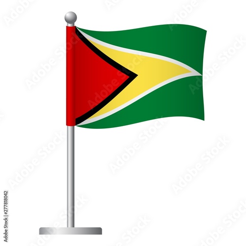 Guyana flag on pole icon
