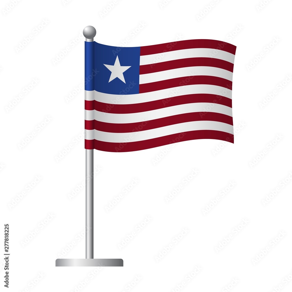 Liberia flag on pole icon