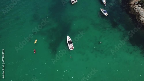 Aerial view tropical beach in Brasil. Rio de Janeiro, Arraial do Cabo . Blue ocean