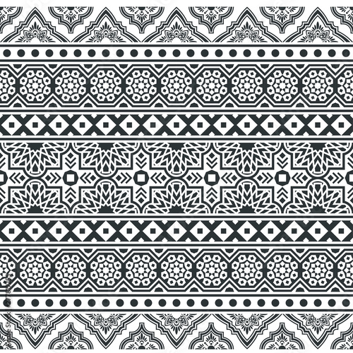 Ikat geometric folklore ornament. Seamless striped pattern Tribal ethnic vector texture in Aztec style. Indian Figure tribal embroidery.