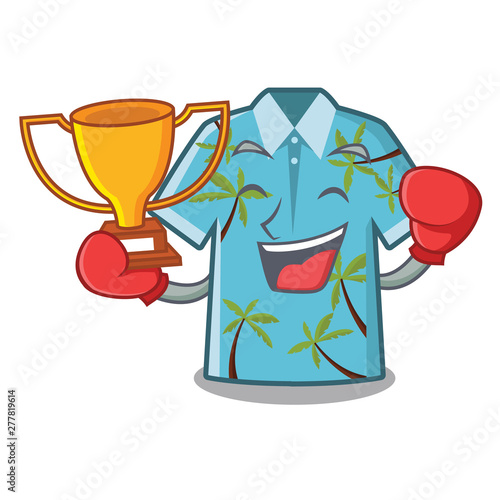 Boxing winner hawaiian cartoon shirts hanger behind door